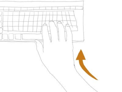 普通のキーボードの手の位置(上から)